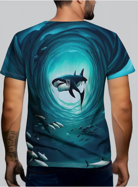Neck Printed T-Shirt-M