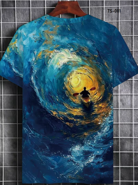 Kayak Print  T-Shirt-L