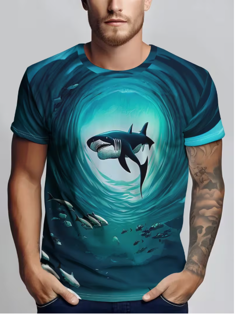 Neck Printed T-Shirt-L